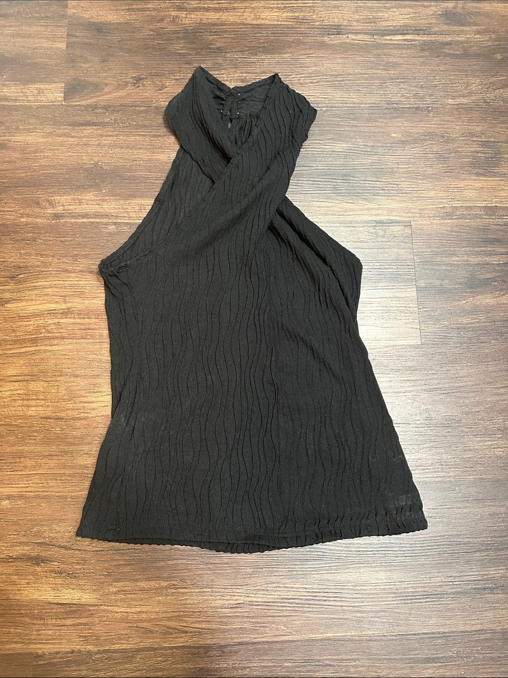 Textured Black Halter Tank Top